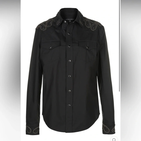 Cout de La Liberte Stevie Embellished Cotton Poplin Western Shirt, size XL - Picture 1 of 11